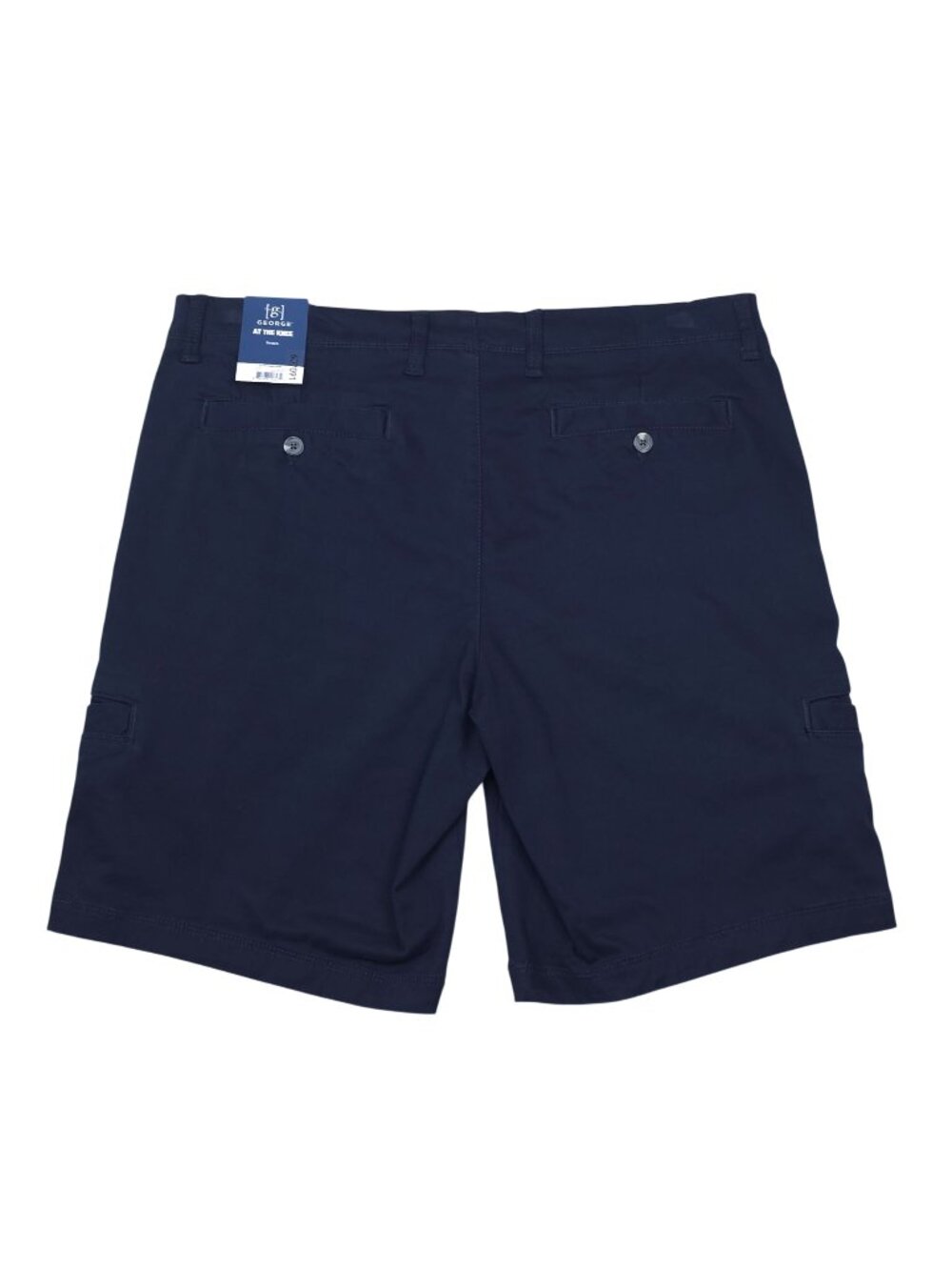 George Mens Stretch Cargo Shorts Navy Blue Size 36 At The Knee Comfortable Fit